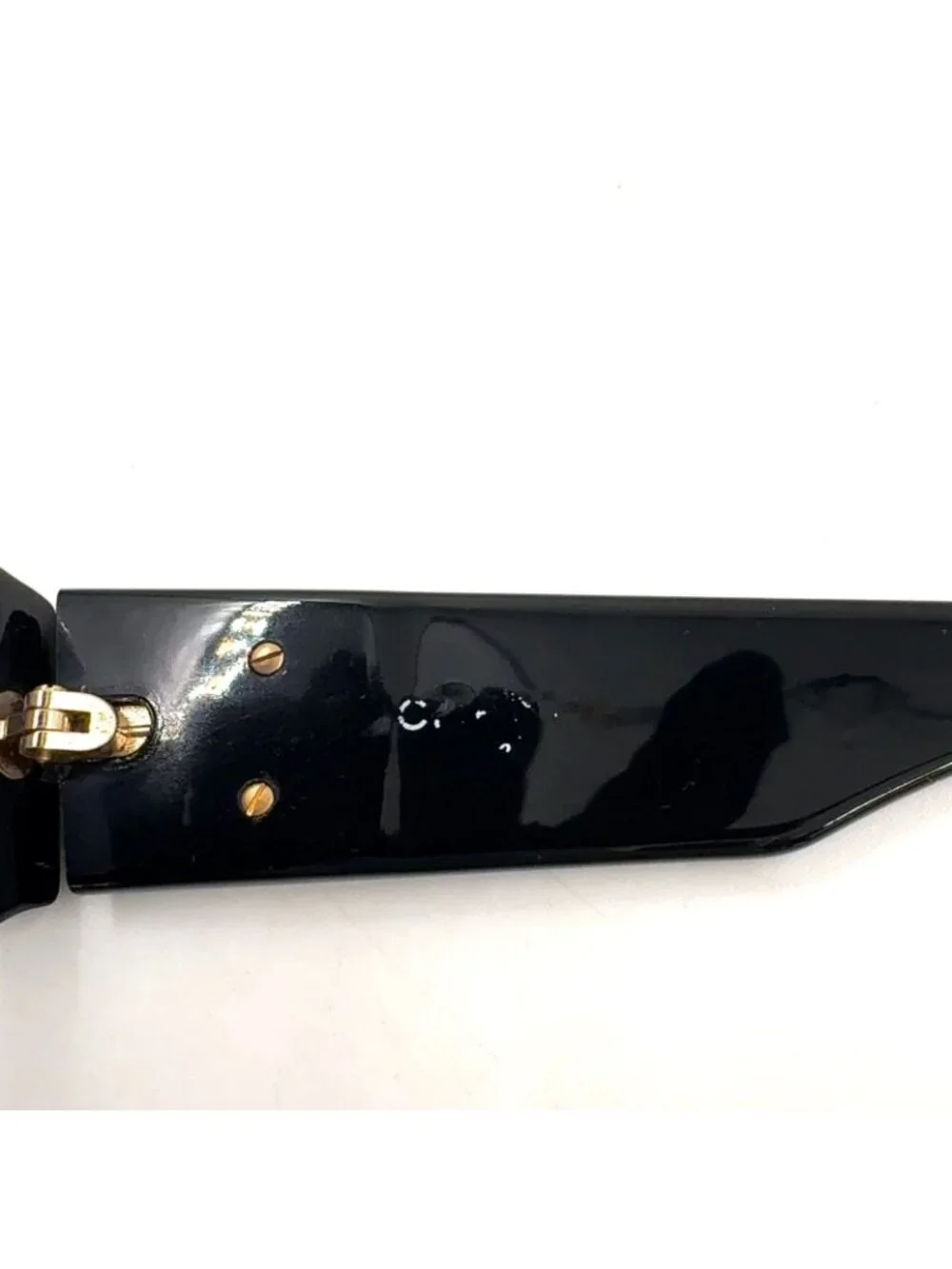 Chanel CC Logo Oval Acetate Gray Black Sunglasses Gold Eyewear
